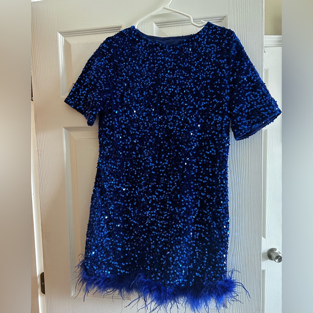 Fashion Nova Blue Sequin Mini Dress